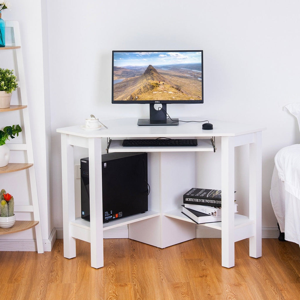 Wooden Computer Writing Corner Desk - White