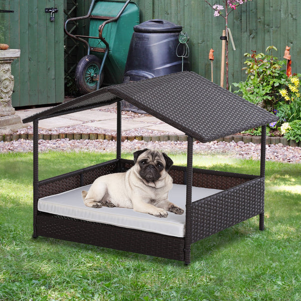 Outdoor Rattan Wicker Pet House Bed with Cushion