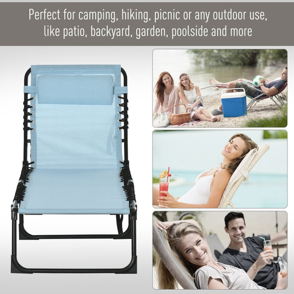 4-Level Adjustable Folding Beach Bed - Light Blue