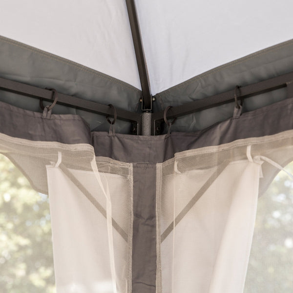 12' x 10' 2-Tier Outdoor Gazebo with Zippered Mesh Sidewalls - Gray