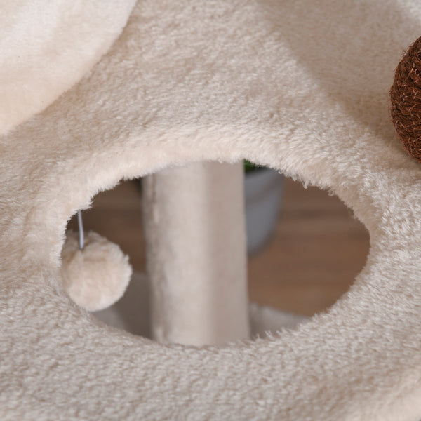 68" Multilevel Cat Tree with Scratching Posts - Beige