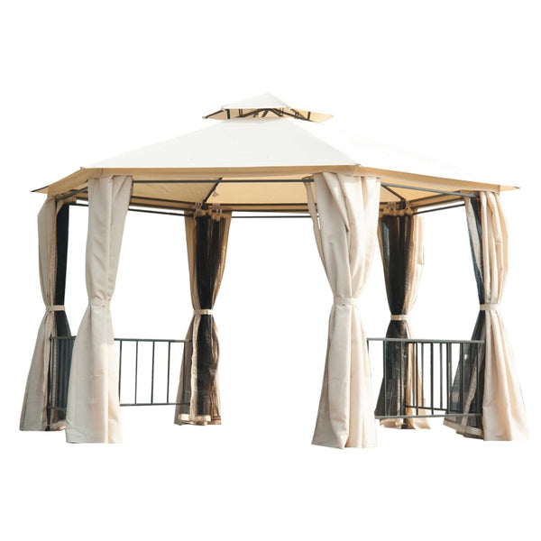 13x10 ft Gazebo Canopy with Mosquito Netting - Beige