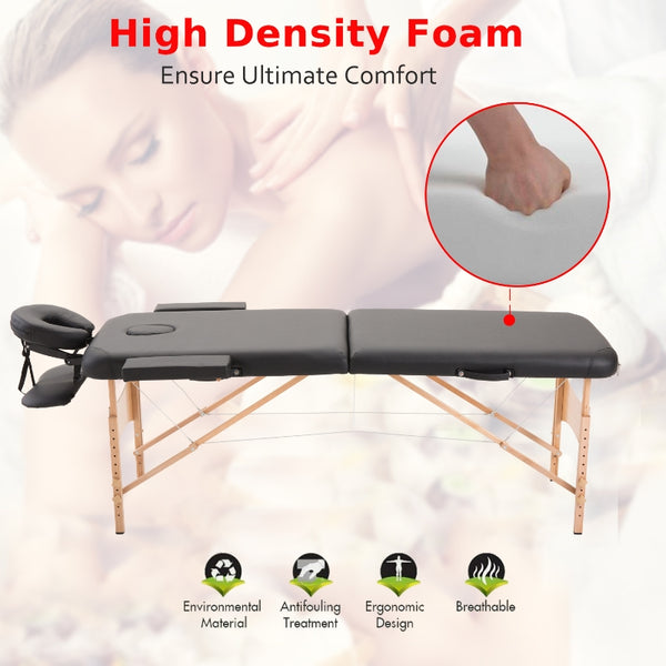 Ultra Portable Mobile Massage Table Bed Beechwood - Black
