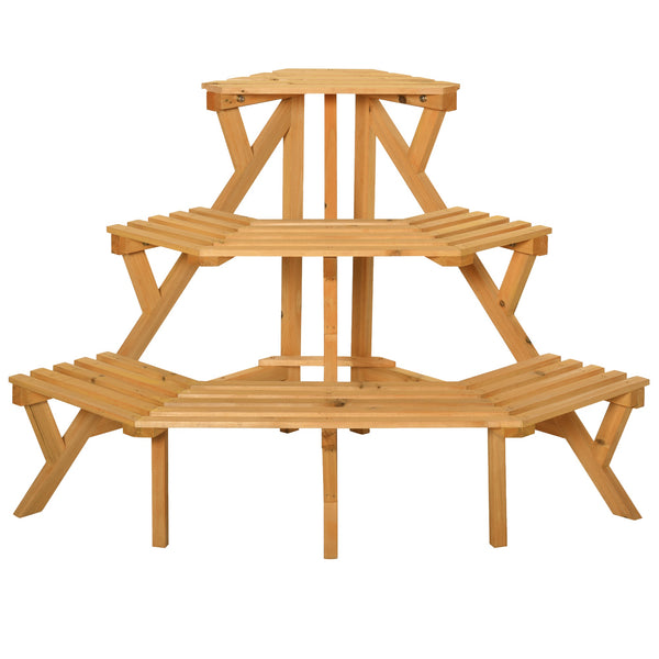 3-Tier Wooden Raised Plant Stand