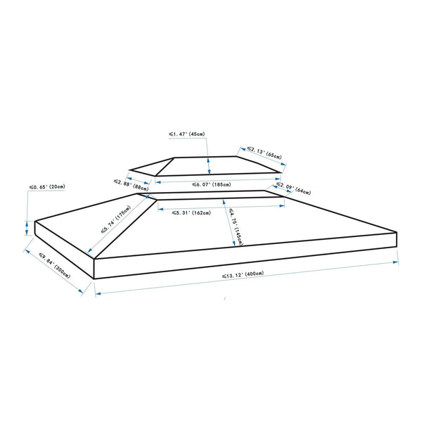 13x10 ft 2 Tier Gazebo Replacement Canopy Top (Top cover only) - white