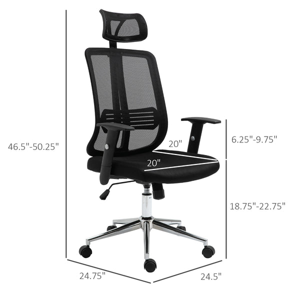 Height Adjustable High Back Mesh Home Office Chair - Black