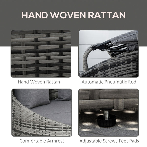 4pc Outdoor Rattan Patio Lounge Conversation Set- Grey