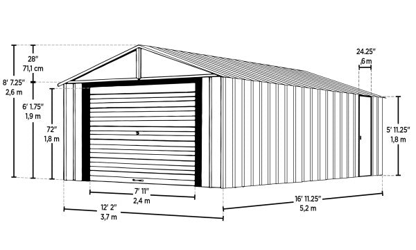 12x17 ft. Arrow Murryhill Storage Shed - Flute Grey
