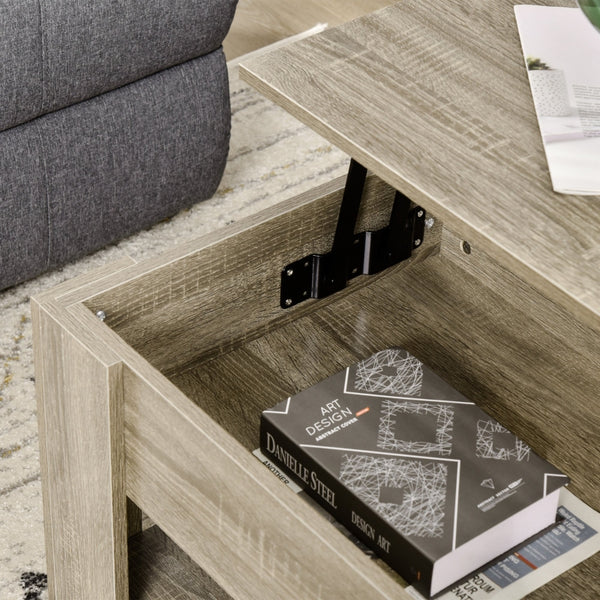 Lift Top Coffee Table with Hidden Storage - Gray
