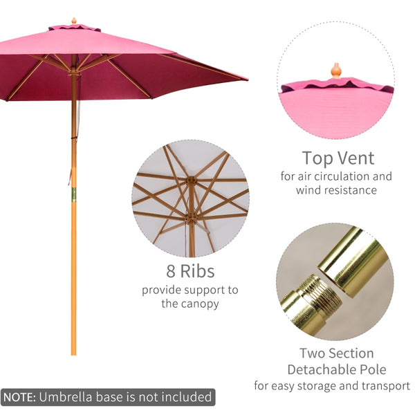 9' x 8'H Outdoor Garden Umbrella - Wine Red