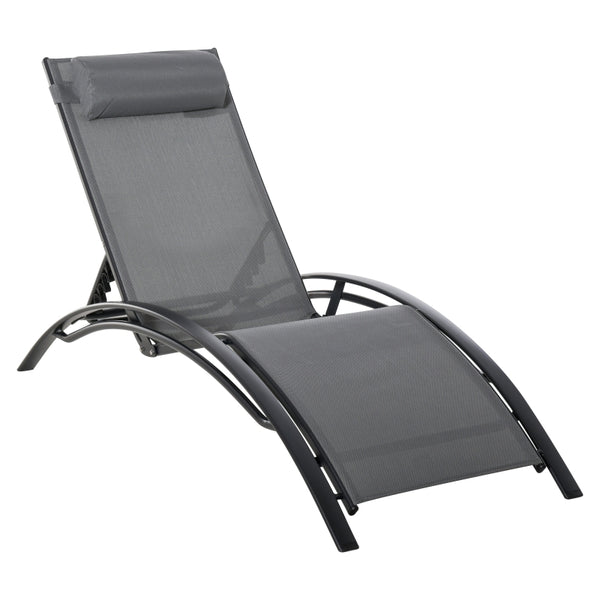 5 Level Adjustable Outdoor Reclining Lounge Chair - Grey