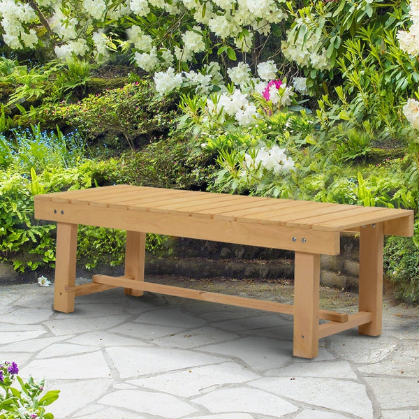 3.6' Outdoor Patio Garden Bench - Natural