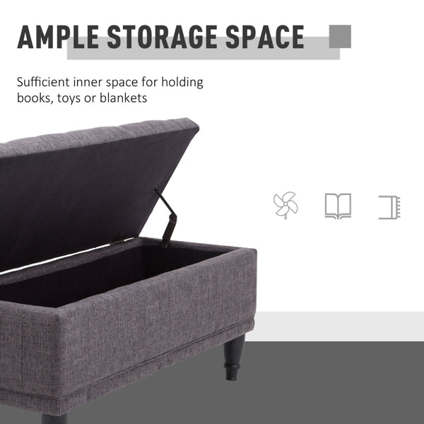 Tufted Storage Bench - Gray