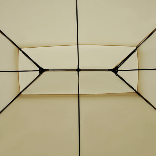 2-Tier Gazebo with Curtains - Cream White, Black Frame