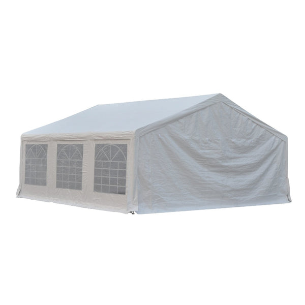 20x20 ft Large Steel Carport Canopy Tent with Removable Walls - White