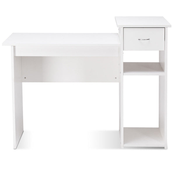 Computer Writing Desk with Drawer - White