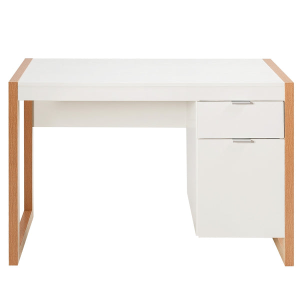 Computer Writing Desk with Cabinet - White
