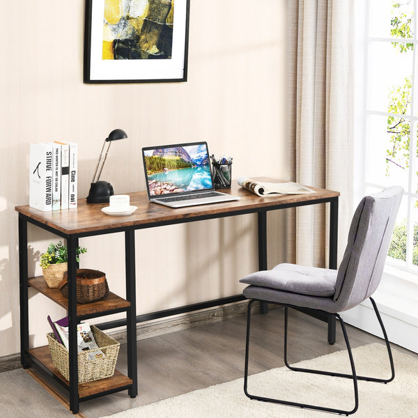 47"/55" Computer Desk with Adjustable Shelf - Rustic Brown