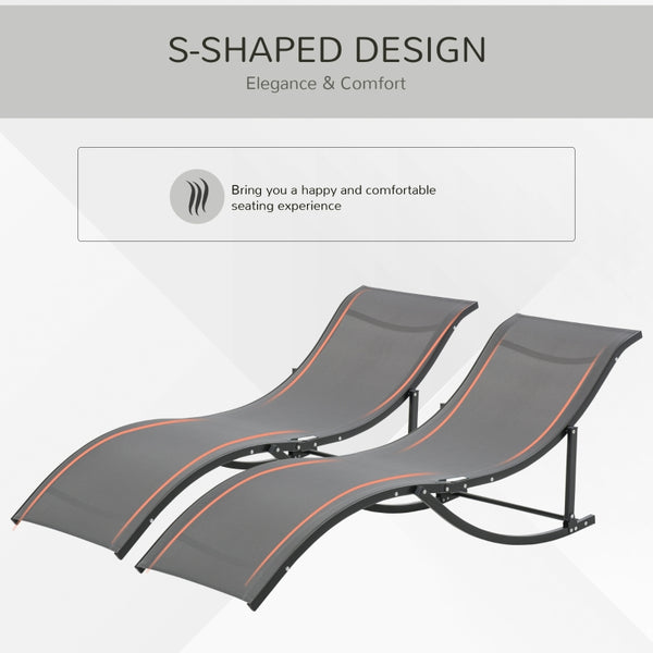 Set of 2 S-shaped Foldable Lounge Chair - Gray