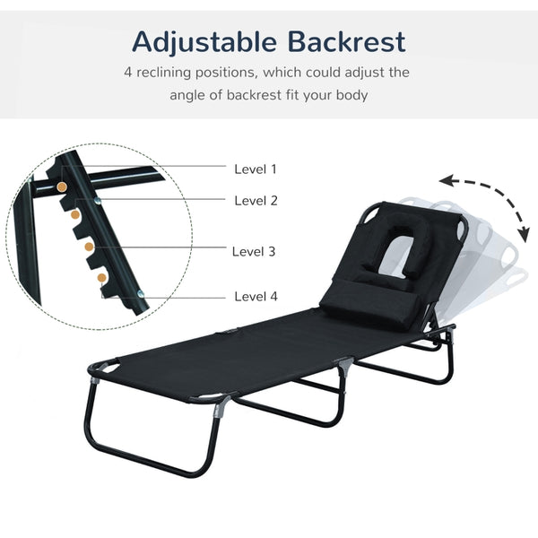 Adjustable Portable Lounge Chair - Black