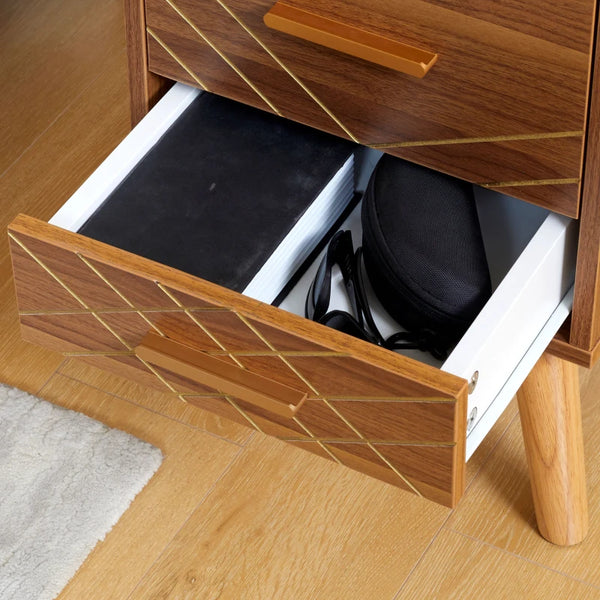 Bedside Table with 2 Drawers - Brown