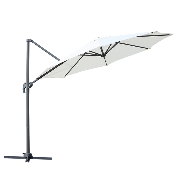 9.6' Round Patio Hanging Offset Umbrella - White