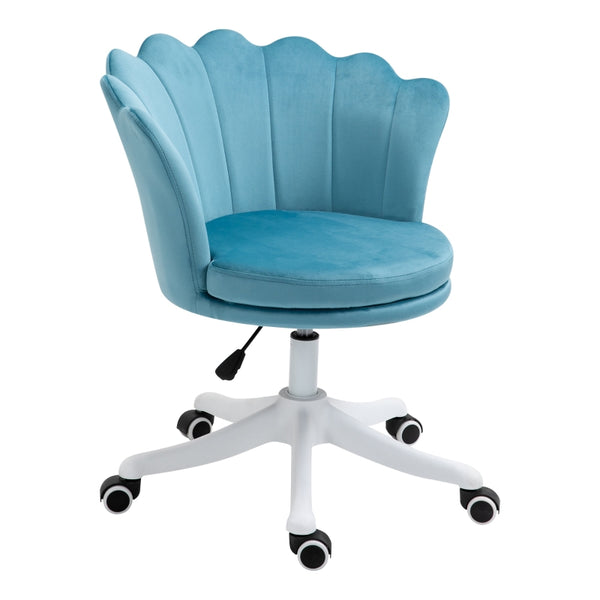 Mid Back Velvet Office Chair - Blue