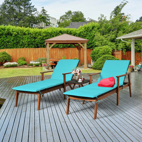 3pc Patio Lounge Chair Set with Folding Table - Turquoise