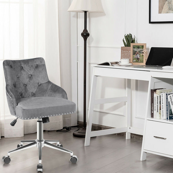 Tufted Swivel Computer Desk Chair - Grey