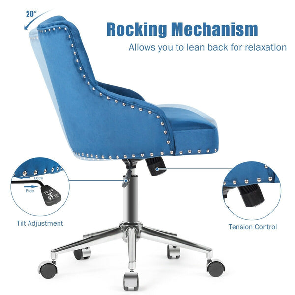 Tufted Swivel Computer Desk Chair - Blue