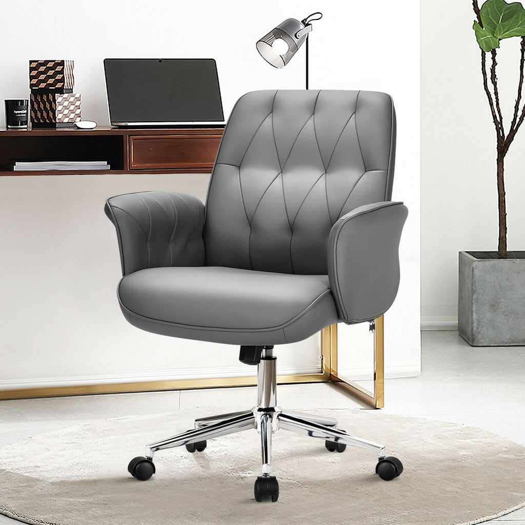 PU Leather Adjustable Home Office Chair - Grey