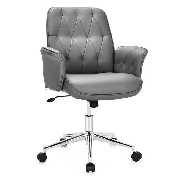 PU Leather Adjustable Home Office Chair - Grey