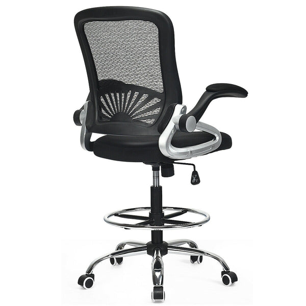 Height Flip-Up Mesh Drafting Chair - Black