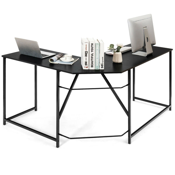 L Shaped Corner Home Office Desk - Black