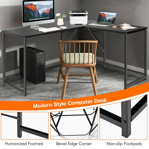 L Shaped Corner Home Office Desk - Black