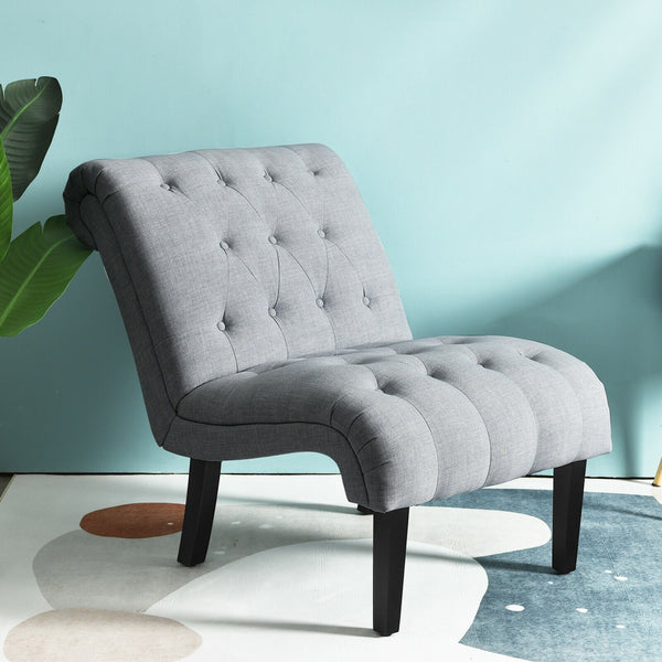 Tufted Lounge Chair - Light Gray