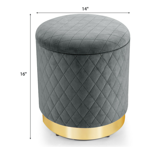 Round Storage Ottoman - Gray