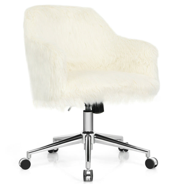 Fluffy Faux Fur Vanity Office Chair - Beige