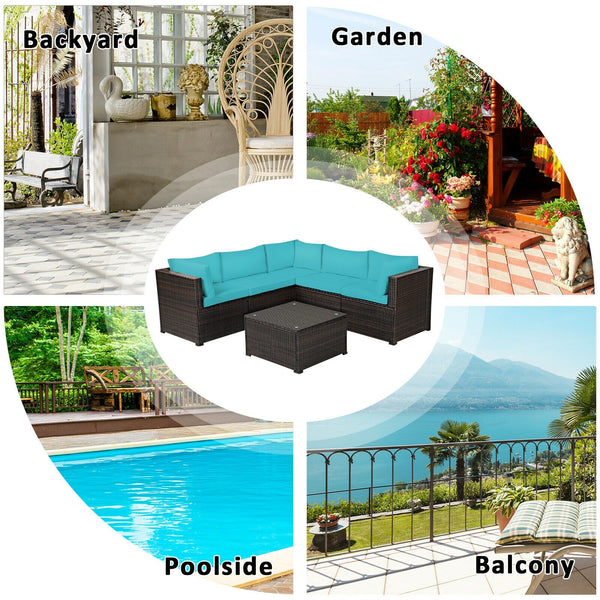 6pc Outdoor Patio Sofa Set with Cushions - Turquoise