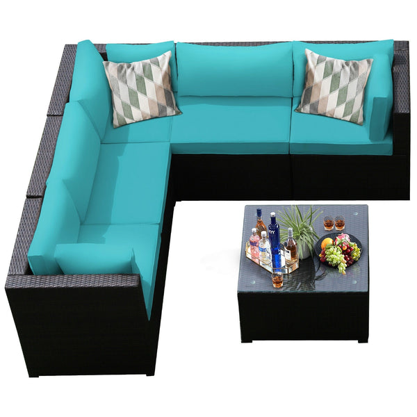 6pc Outdoor Patio Sofa Set with Cushions - Turquoise