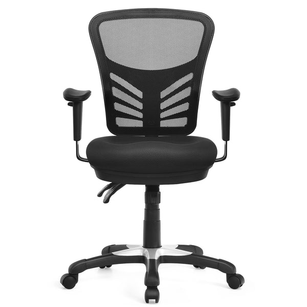 Ergonomic Mesh Office Chair with Adjustable Back Height and Armrests - Black
