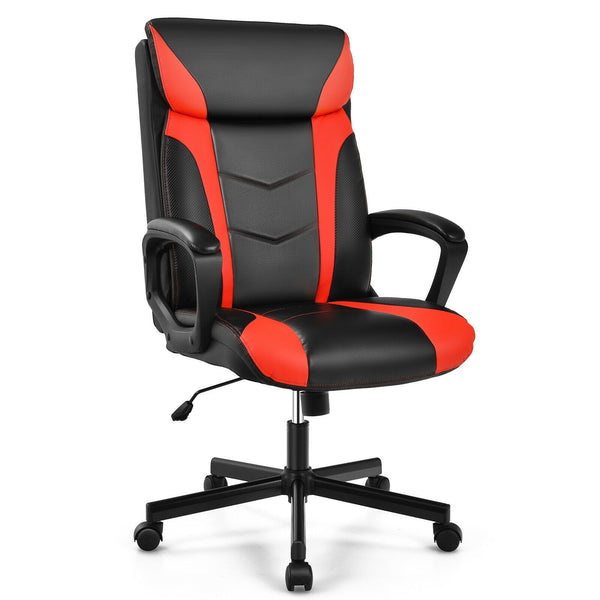 Swivel PU Leather Office Gaming Chair - Red
