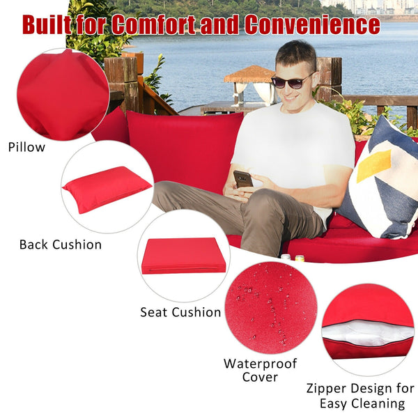 7pc Outdoor Rattan Sofa Set -  Red