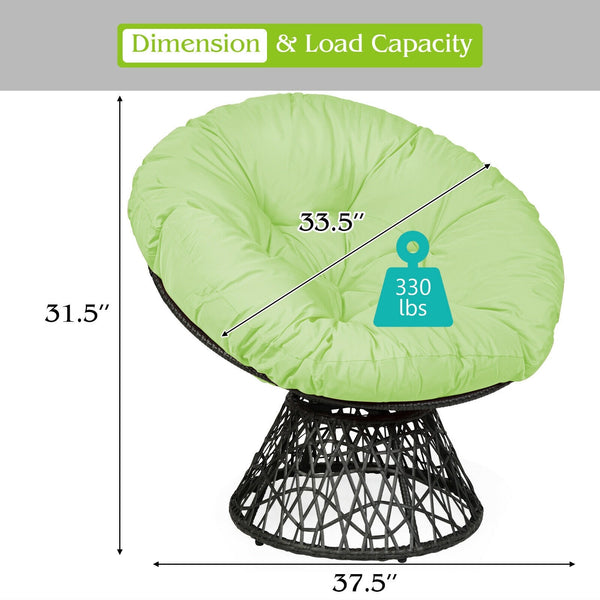 360-degree Swivel Rattan Papasan Chair - Green