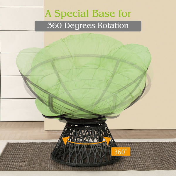 360-degree Swivel Rattan Papasan Chair - Green