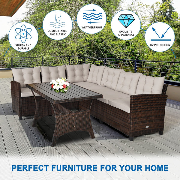 3pc Wicker Rattan Outdoor Patio Sofa Set with Cushions