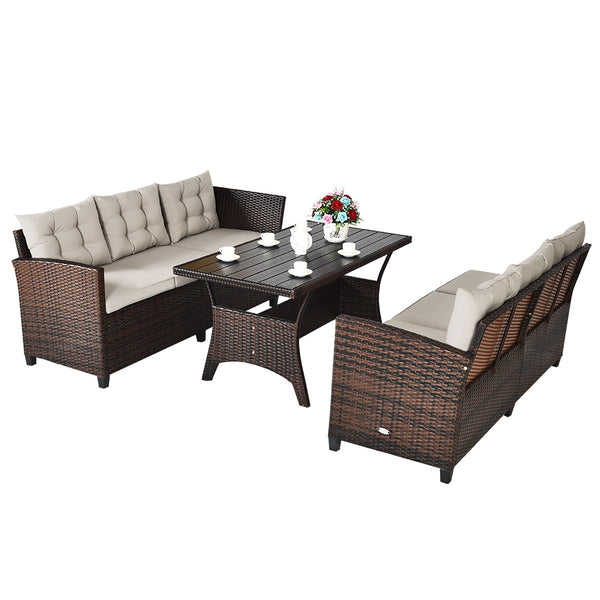 3pc Wicker Rattan Outdoor Patio Sofa Set with Cushions