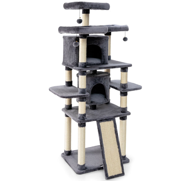 67" Multi-Level Cat Tree with Cozy Perches - Light Grey
