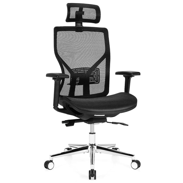 Height Adjustable High Mesh Back Executive Office Chair with Sliding Seat - Black