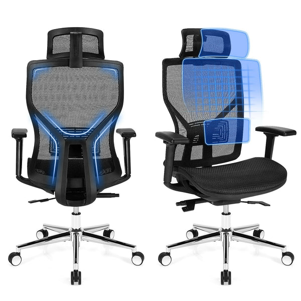 Height Adjustable High Mesh Back Executive Office Chair with Sliding Seat - Black